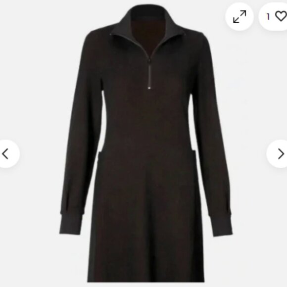 CAbi Black and Burgundy Cuddle Sweater Dress Size Small 4215 Pockets Fall Winter - Picture 7 of 7